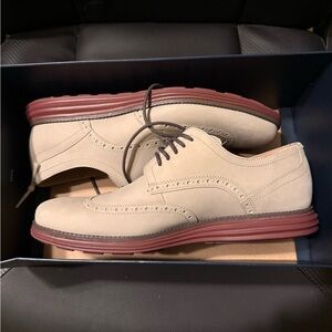 Cole Haan Beige Oxfords with Burgundy Sole